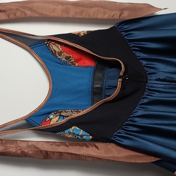 CESAR ARELLANES Multicolor Sleeveless Halter Dress Wrap Neck Size Small - Picture 13 of 14